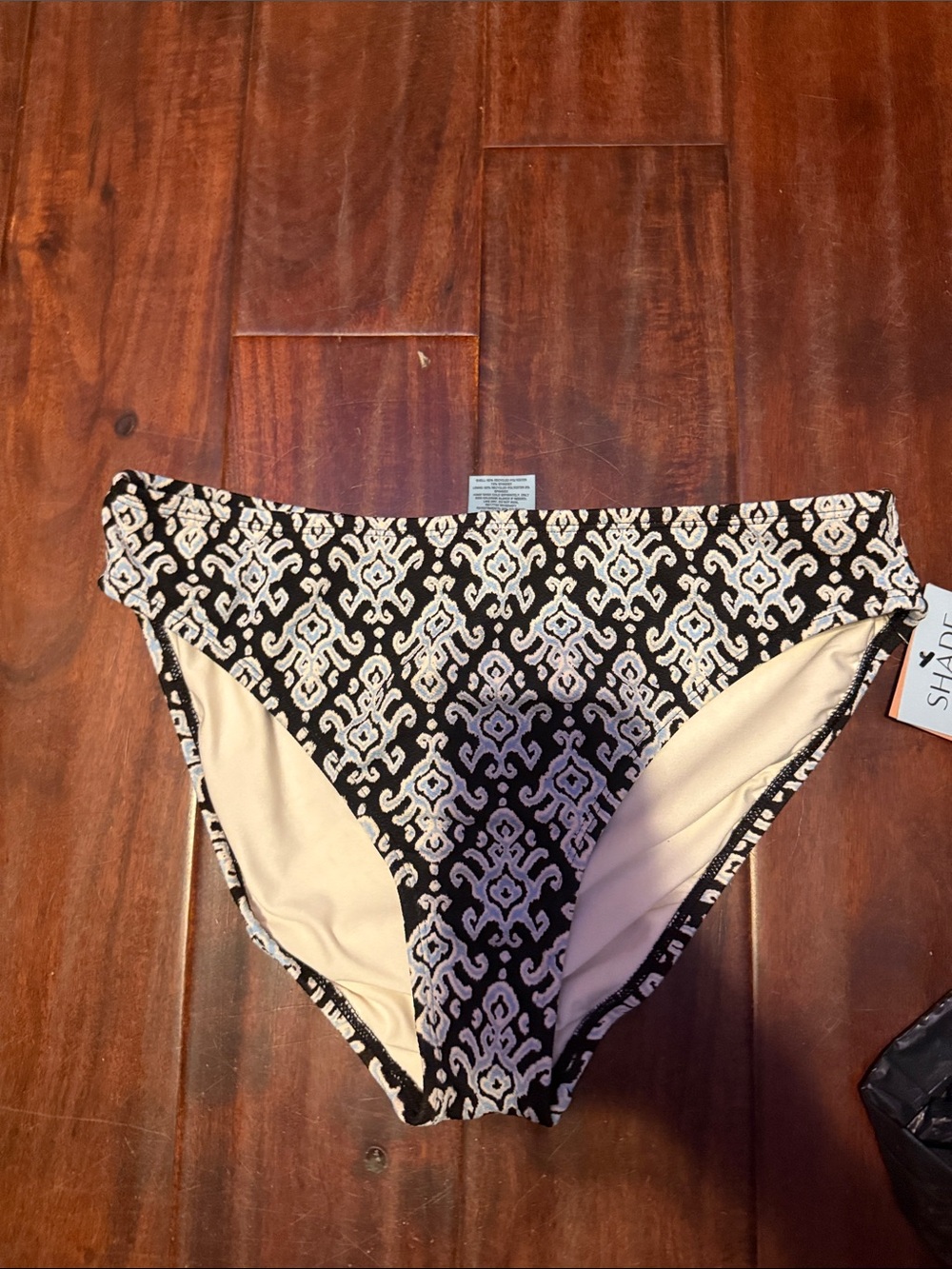Women’s Black & Cream Patterned Swim Bottoms